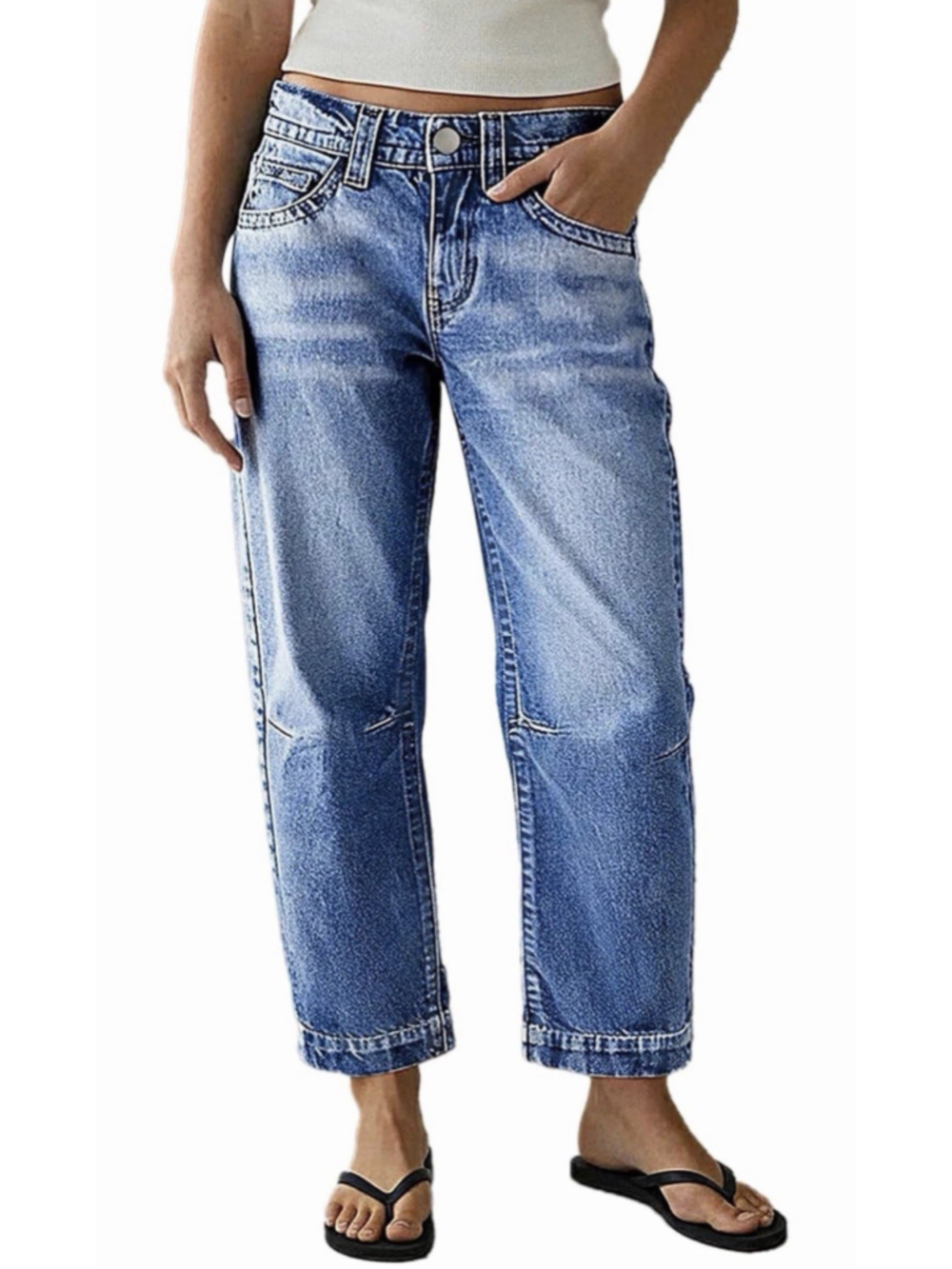 Flamingals Straight Leg Cropped Jeans for Women S